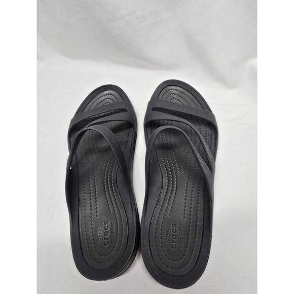 Crocs Swift water Seasonal Sandal Slide Lightweight All Black Size 8 - Picture 8 of 15